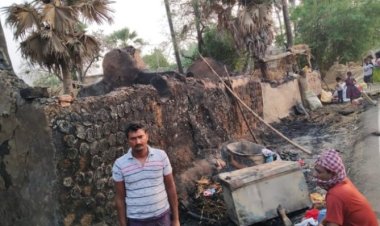बजीरगंज के पाले गांव में एक घर में लगी आग, 2 लाख की संपत्ति जलकर राख