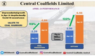 सीसीएल ने किया अप्रैल में 4.84 मीट्रिक टन कोयले का रिकॉर्ड उत्पादन