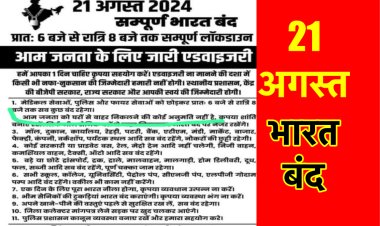 कल भारत बंद, कई राजनीतिक दलों ने किया समर्थन, बंद को लेकर एडवाइजरी जारी