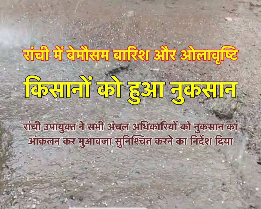 सभी अंचल अधिकारी अपने क्षेत्र में फसलों को हुए नुकसान को लेकर आंकलन करते हुए किसानों को मुआवजा सुनिश्चित करें  : रांची उपायुक्त